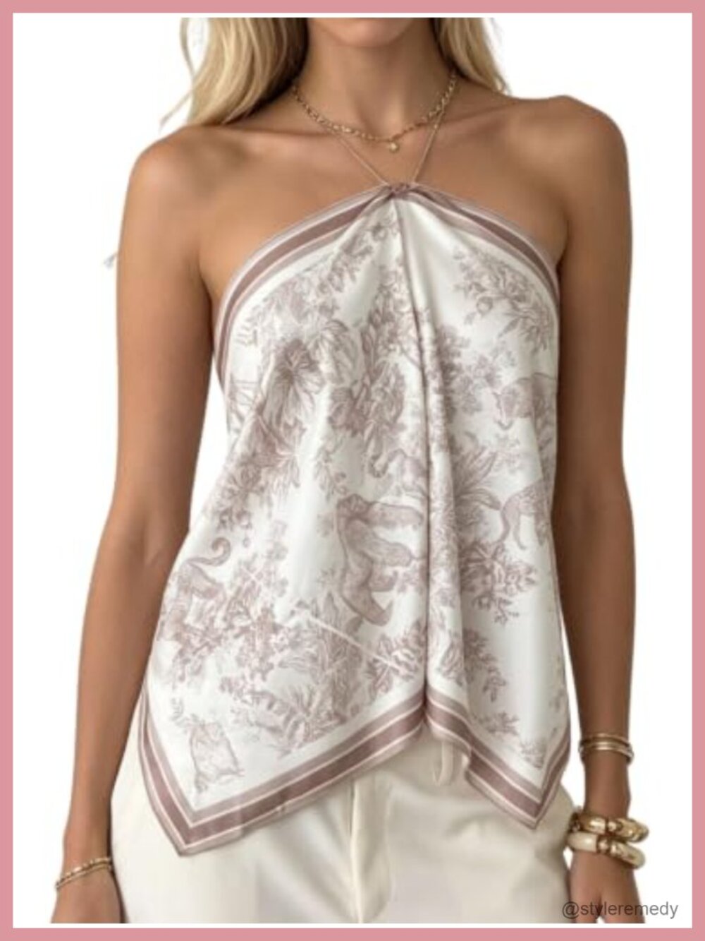 Satin Halter Crop Top Backless Asymmetrical Bandana Camisole Beachwear